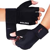 boildeg Guantes Gimnasio Hombre Mujer,Guantes Pesas Gym Guantes Fitness Transpirable con Protección Completa de Muñeca y Palma para Crossfit Levantamiento de Pesas Musculación (Negro, M)