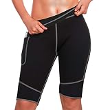 Bingrong Pantalones para Adelgazar Mujer Pantalón de Sudoración Adelgazar Pantalones Cortos de Neopreno térmicos para Ejercicio para Pérdida de Peso Deportivo (Negro, X-Large)