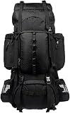 Amazon Basics - Mochila de senderismo con estructura interna y capa para lluvia, 75 L, Negro