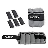 TACKLY Pesas para Tobillos y muñecas 1 a 4 kg Convertibles con Banda Reflectante- Tobilleras con Peso - Lastres Tobillos Pesas para piernas (Gris)