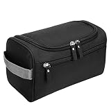 Bolsas de Aseo Neceser de Viaje Mujer Hombre Neceser para Colgar con con el Gancho Colgante Impermeable y Plegable Bolsa de Cosméticos de Baño Multifuncion para Viaje Hogar Vacaciones Negro