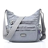 Estwell Bolso Bandolera Mujer Impermeable Bolso de Hombro Moda con Múltiples Bolsillos Casual Crossbody Bolso Bolsa de Cuerpo Cruzado para Escuela Viaje Uso Diario, Gris