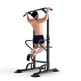 DlandHome Power Tower Estación de Fondos Barra de Tracción o Estación de Musculación Ajustable, Silla Romana para Dips con Barra para dominadas