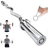 Barra de Musculación Ø50mm,Barras de Pesas Olympia Professional,Antideslizante Barra de Entrenamiento para Bíceps y Tríceps,Barra Curl Z con 2 Collares Spinlock