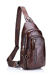HARPIMER Bolso Mochila de Pecho, BULLCAPTAIN Bolso Mochila de Pecho Piel Cuero para Hombres con Cuero Compuesto para Diario o Trabajo