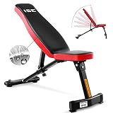 ISE Banco de Pesas Musculación Ajustable Plegable Multifuncional Inclinable Reclinable, Banco de Peso Plano Declinado Inclinado Abdominales para Fitness Entrenamiento Profesional con Respaldo, SY-5021
