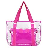 Comius Sharp Bolso Transparente, Transparente Bolso de Maquillaje Bolsa de Hombro, Bolso de Playa de Moda, PVC Impermeable Bolso de Mano para Playa/Viajes/Uso Diario (03)