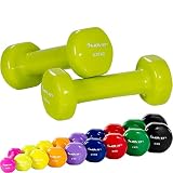 Movit Set de 2 Mancuernas de Vinilo, Mancuernas de una Mano con Superficie de Vinilo, 2X 0.75kg en Verde Claro