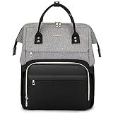 LOVEVOOK Mochila Portátil Mujer, Elegante Mochila Escuela con Compartimento para Portátil de 15,6 Pulgadas, Mochila para Universidad Viajes Trabajo Negocios Profesora, Gris Negro