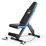 JX FITNESS Banco Pesas Multifunción, Plegable Adjustable Casa Banco de Fitness, Plano/Declinado/Inclinado/Sit Up/Abdominales Mancuernas Musculacion Banco de Ejercicio Barbell Profesional