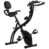 HOMCOM Bicicleta Estática Plegable con Altura y Resistencia Magnética Ajustables con Pantalla LCD y Asiento con Respaldo 52x107x110 cm Negro
