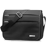 SPAHER Maletín para Portátil Grande de 14 pulgadas Bolso de Hombro Mensajero de Trabajo Oficina de Negocios Bolso Bandolera Impermeable Regalo de Viaje para portátil Negro