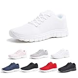 Zapatillas Running Hombre Zapatos Deportivos con Cordones Casuales Sneakers Sport Fitness Gym Outdoor Transpirable Comodas Calzado Blanco Talla 44