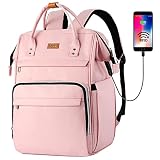 Mochila Niña,Mochila Escola para Mujeres,Antirrobo Mochila Portatil Impermeable para Jóvenes con Bolsillo RFID, Bolsos Casuales para la Universidad/Negocios/Viajes (Rosado)
