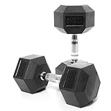 Core-Power Mancuernas hexagonales 17kg - Set de Mancuernas para Gimnasio, Fitness, Crossfit - Set de Mancuernas hexagonales con Revestimiento de Goma y Mango Cromado