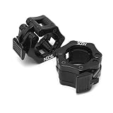 AQOS Abrazaderas para mancuerna, 50mm, para Barra olímpica, 2 Unidades, Collares de Resorte para mancuerna, Pinza de Resorte para mancuerna y Barras, Pesas, Gym, Crossfit, sujeta Discos.