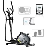 ISE Bicicleta Elíptica de Fitness para Casa con Sensor de Pulso, 8 Niveles de Resistencia de Volante de Inercia, LCD Pantalla, Ajustable Máquina Elíptica de Gimnasio Ejercicio, Máx.110kg, SY-9802