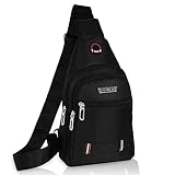 Lotisie Bolso Pecho Hombre Bolso Cruzado Pequeños Luz Weigt Mochila Bandolera Hombre para Caminar, Viajar, Ciclismo (Negro)