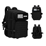 ELITEX Mochila 45L 2021 Táctica Militar Bandera USA Impermeable para Crossfit Caza Aire Libre Deportes Gimnasio Portatil Oxford 900D (Negro)