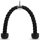 Cuerdas de tríceps de Gimnasia de Lujo Longitud de Cuerda de 27 Pulgadas Cuerda de tríceps Trenzada de Polipropileno para Trabajo Pesado Abajo Doble Agarre (Negro)