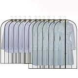 GoMaihe Fundas de Ropa 12 PCS, Bolsa de Traje Transparente Bolsas de Ropa Cremallera Cubiertas de la Ropa, Bolsa de Ropa A Prueba de Polvo Impermeables y con Humedad, 60cm x 120cm/60cm x 100cm, Negro