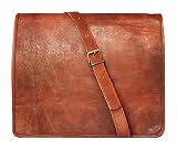 33 Cm Bolso Bandolera Laptop Bag Bolsa De Hombro Cuerpo Cruzado Grande para Mensajero Mensajeria De Cuero Piel Marron Portatil Notebook Bag College Office Hombre Y Mujer Leather Messenger Bag