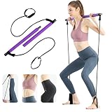 Surplex Kit de Barra de Pilates portátil con Banda de Resistencia, Bodybuilding Yoga Pilates Stick con Foot Loop, Core Strength Fitness Gym para Terapia Física, Estiramiento, Esculpido, Torsión