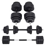 SONGMICS Juego de Mancuernas Ajustables, con Barra Adicional, 30 kg, para Hombres y Mujeres, Entrenamiento de Fitness, Levantamiento de Pesas en el Gimnasio de casa - 1 Par, Negro SYL30HBK