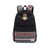 DannyLona Mochila Vintage Colorida Banda Escuela para jóvenes Adolescentes y niñas Ligero Lindo Impermeable Casual Mochila Tiene 14 Pulgadas Laptop Escuela Bolso Mochila Negro