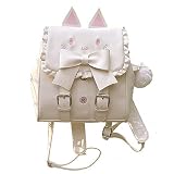 Lolita Mochila para mujer Kawaii Cat Bordado Big Bowknot Sweet Cartoon Bag
