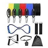Hanbee Bandas Elasticas Musculacio, Bandas de Resistencia con 5 Tubo de Látex, 2 Manijas, 2 Correas de Tobillo, Ancla de Puerta, Bolsa de Transporte, Usado para Yoga, Fisioterapia, Estiramientos