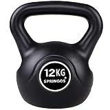 Springos - Pesa Rusa de 4 kg, para Levantamiento de Pesas, Equipo Deportivo para Fitness, Desarrollo Muscular y Entrenamiento de Fuerza, 12kg Negro