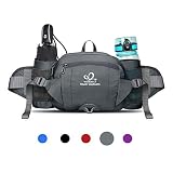 Waterfly Riñonera Running Deportiva Impermeable Multifuncional Bolso de Cintura con Portabotellas para Correr Senderismo Ciclismo para Hombre Mujer (Gris)