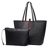 Miss Lulu Mujer Bolso de Mano Reversible Elegante Bolso de Hombro de Cuero PU Gran Conjunto dos 2PCS