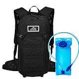 Hwjianfeng Mochila de hidratación de 15L, vejiga de Agua sin BPA de 2L, Mochila de Ciclismo Mochila de Montar Mochila de Bicicleta Transpirable Ligero para Viajar Montañismo,negro