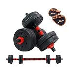 Riscko Mancuernas 2 en 1 Ajustables y Barra Recta. Discos Peso Total 50 kg
