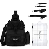 Magreel Mochila de Pesca con 1x 3600 Caja de Pesca, Bolsa de Pesca Resistente al Agua con Correa de Hombro Extraíble, Mochila de Hombro al Aire Libre con Soporte de Caña para Equipo de Pesca