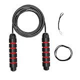 Cuerda para Saltar Ajustable Cuerda Saltar de con Mango Antideslizante de Espuma Suave Cuerda para Fitness Ejercicio Boxeo Entrenamiento de intervalo Pérdida de Grasa (Negro Rojo) (Negro Rojo)