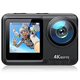 Cámara Deportiva de Doble Pantalla 4K 60FPS 5M a Prueba de Agua de 20MP con Pantalla táctil, EIS, Control Remoto, videocámara subacuática de 131 pies con baterías de 1350mAh y Kit de Accesorios
