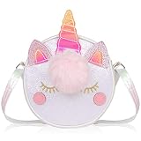 Unicornio Bolso Bandolera para Niñas, Bolso de Hombro de Unicornio Mochila Lentejuelas Niña Bolso Pequeñas de Hombro Encantador de Unicornio Bolsos Bandolera para Mujeres Niñas (blanco)