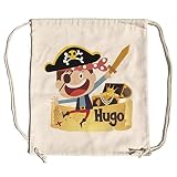 LolaPix Mochila Saco Infantil Personalizada con Nombre. Mochila de Cuerdas Personalizada niño para la Vuelta al Cole. Mochila Saco Kids. Tesoro Pirata