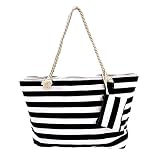 Bolsa de Playa Grande Mujer de Tela con Cremallera 50 x 35 x 15 Marinero + Monedero a juego