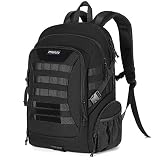 MOSISO Mochila Táctica,2 Capas Bolsa de Molle Grande Multifuncional Mochilas de Hombro Ajustable con Soporte Botella Lateral para Entrenamiento Deportivo Camping Aire Libre, Negro