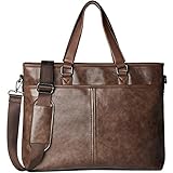 Lubardy Maletin Ordenador Portatil 15.6 Pulgadas Impermeable Cuero Bolso Bandolera Hombre Bolso Mensajero Documentos Clásico Café