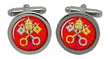 Ciudad del Vaticano (rojo) para hombre con caja de regalo de mancuernas de cromo