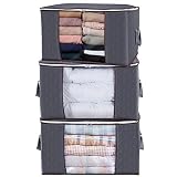 Lifewit Bolsa de Almacenamiento de Ropa de Gran Capacidad con Asa Reforzada y Tela Actualizada para Edredones, Mantas, Organizador de Transpirable con Cremallera Robusta, Gris