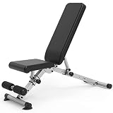 leikefitness Banco de pesas ajustable plegable con bloqueo automático para declinación vertical de inclinación y ejercicio plano de cuerpo completo GM5809 (Negro)