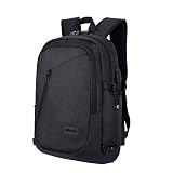 Mochila antirrobo Impermeable, WAWJ Mochila para portátil Multiusos Daypacks con Puerto de Carga USB (Negro)