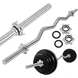 RUIMI 47'/59' Barra de Entrenamiento para bíceps y tríceps,4FT 5FT Barra Curl Z con 2 Collares Spinlock,Barra de musculación,para EntrenamientoLongitud 120 cm/150cm,Diámetro Ø25mm1.5M(5ft) Ø 25mm