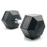 JOWY Mancuerna Hexagonal ergonómica con empuñadura de Cromo y Revestimiento de Caucho Que Evita daños en el Suelo. Tu casa es tu Gimnasio. 1 Unidad. (20)